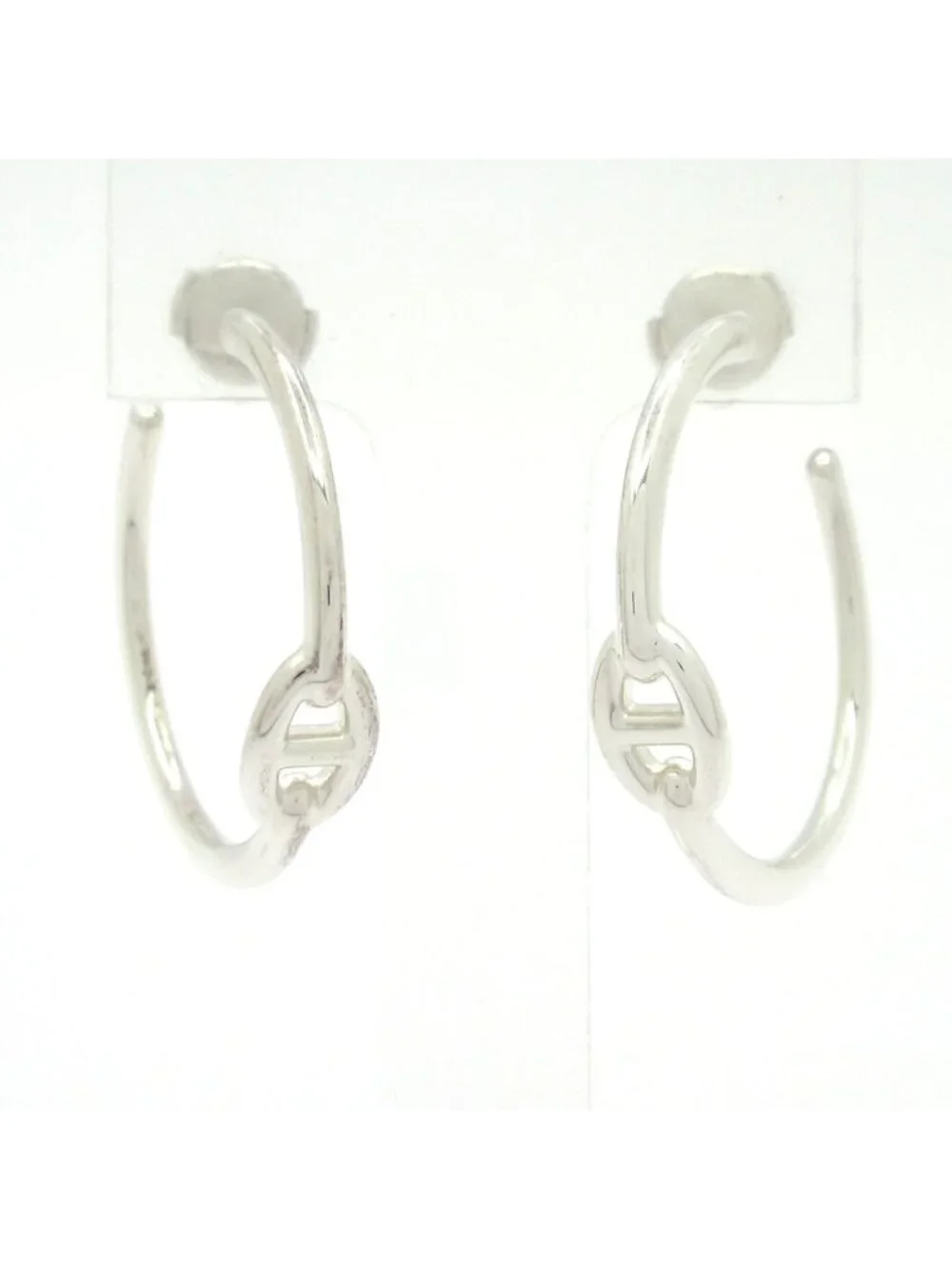 Hermes Earrings Chaine D'Ancre Enchainee Silver